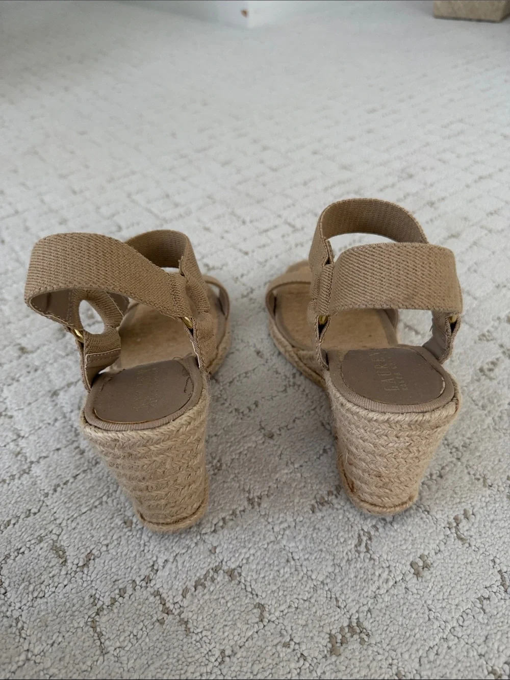 Lauren Ralph Lauren Tan Wedge Espadrille Sandals